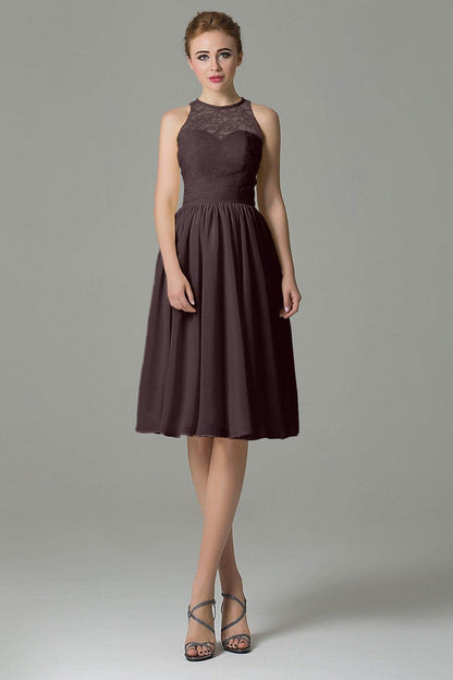 A-Line Knee Length Lace Short Bridesmaid Dress COZK16003