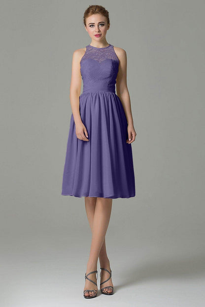 A-Line Knee Length Lace Short Bridesmaid Dress COZK16003