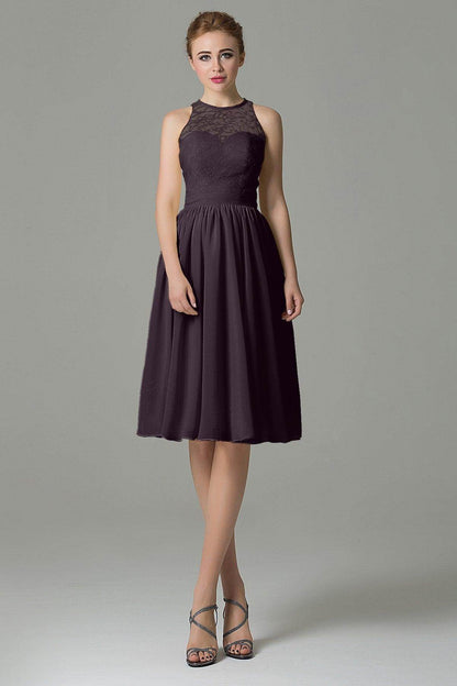 A-Line Knee Length Lace Short Bridesmaid Dress COZK16003