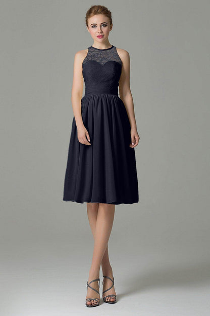 A-Line Knee Length Lace Short Bridesmaid Dress COZK16003