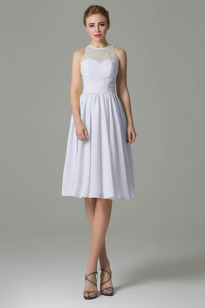 A-Line Knee Length Lace Short Bridesmaid Dress COZK16003