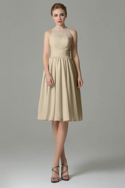 A-Line Knee Length Lace Short Bridesmaid Dress COZK16003