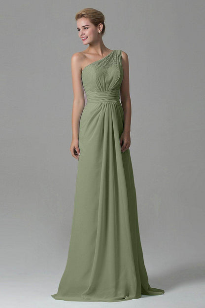 Sheath Sweep Train Lace/Chiffon Bridesmaid Dress COZK16004