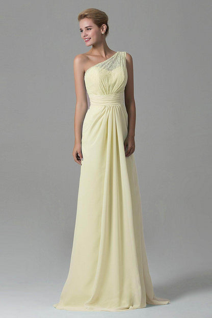 Sheath Sweep Train Lace/Chiffon Bridesmaid Dress COZK16004
