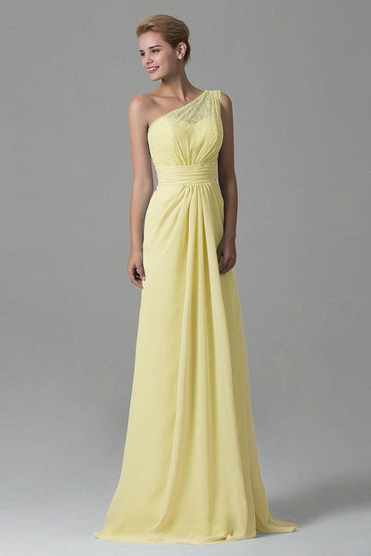 Sheath Sweep Train Lace/Chiffon Bridesmaid Dress COZK16004