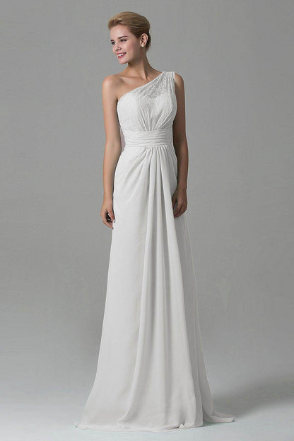 Sheath Sweep Train Lace/Chiffon Bridesmaid Dress COZK16004