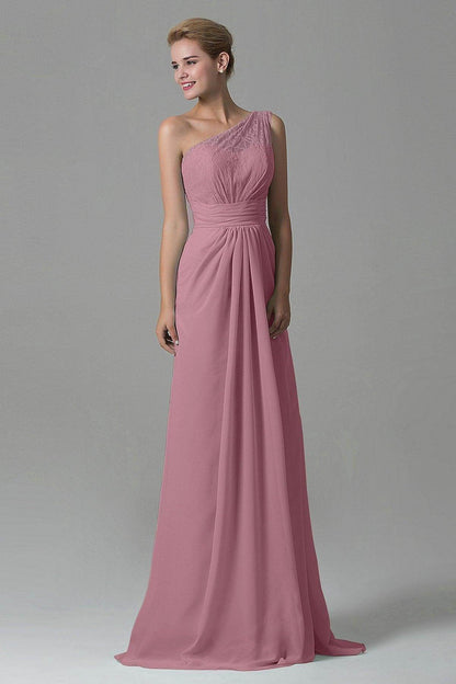 Sheath Sweep Train Lace/Chiffon Bridesmaid Dress COZK16004