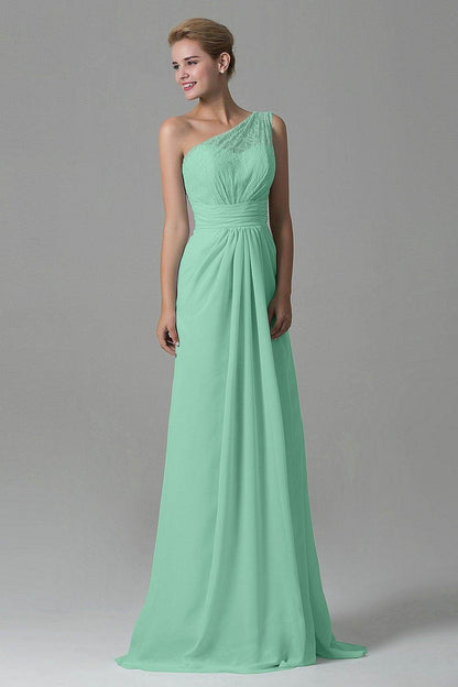 Sheath Sweep Train Lace/Chiffon Bridesmaid Dress COZK16004