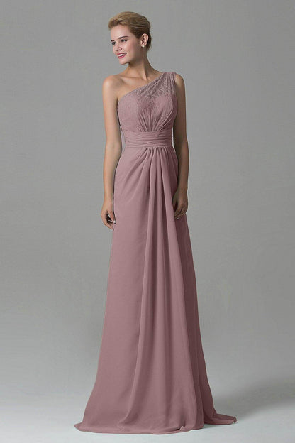Sheath Sweep Train Lace/Chiffon Bridesmaid Dress COZK16004