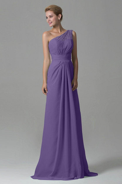 Sheath Sweep Train Lace/Chiffon Bridesmaid Dress COZK16004