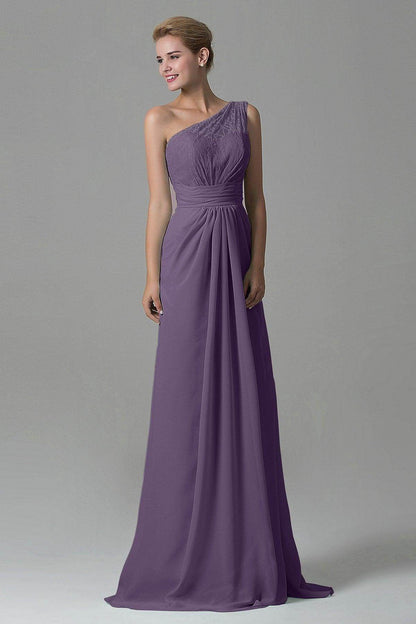 Sheath Sweep Train Lace/Chiffon Bridesmaid Dress COZK16004