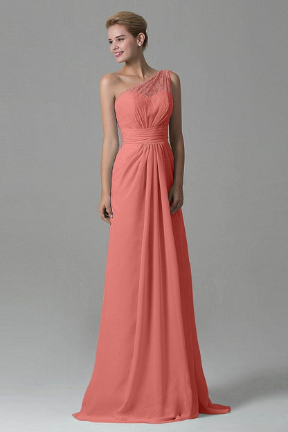 Sheath Sweep Train Lace/Chiffon Bridesmaid Dress COZK16004