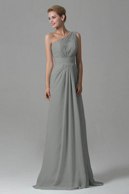 Sheath Sweep Train Lace/Chiffon Bridesmaid Dress COZK16004
