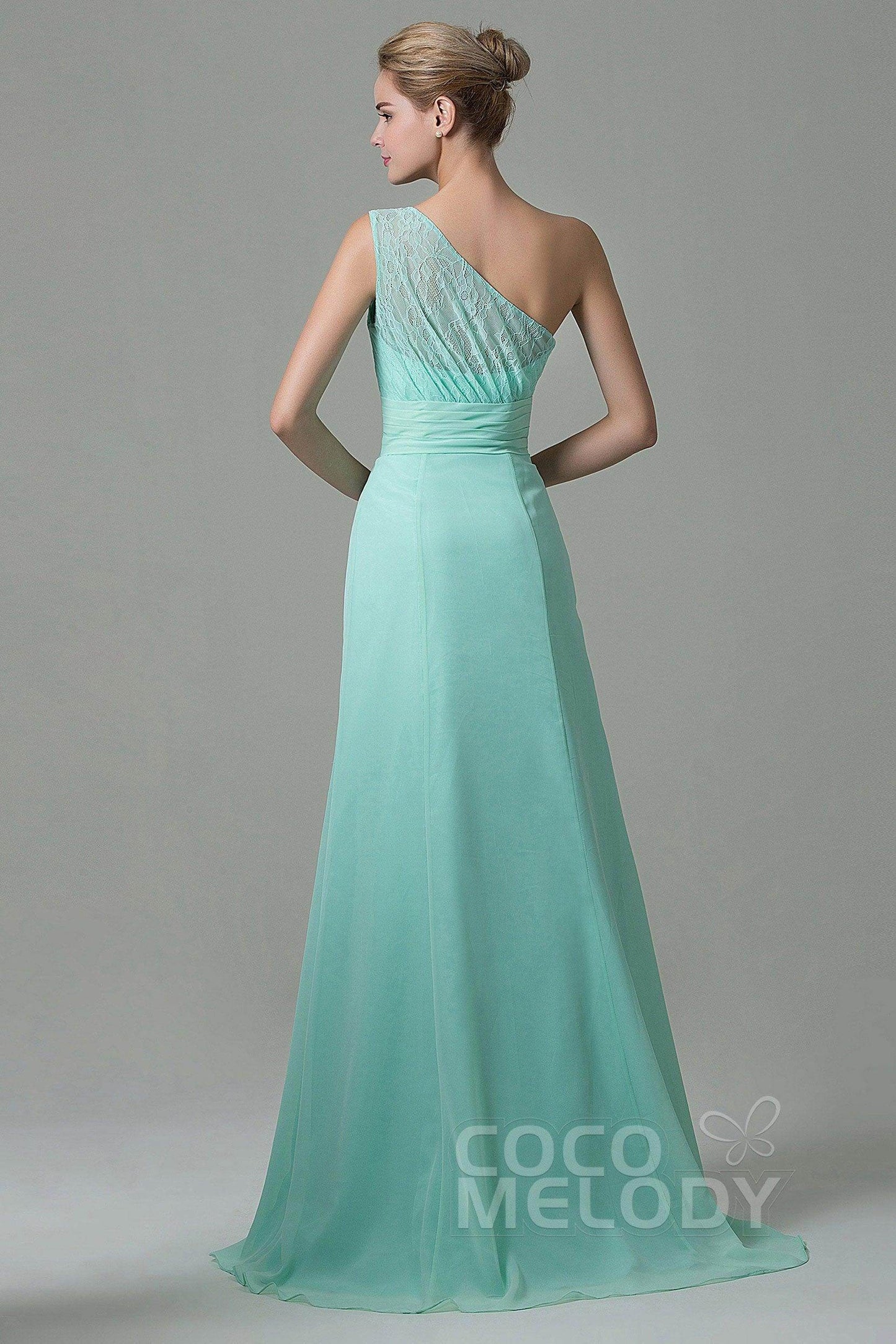 Sheath Sweep Train Lace/Chiffon Bridesmaid Dress COZK16004
