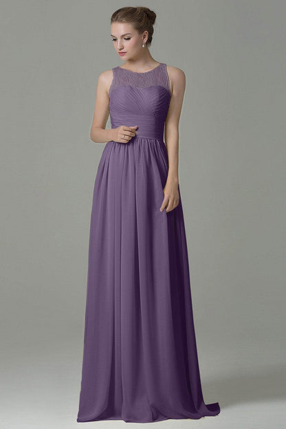 Sheath Floor Length Lace/Chiffon Bridesmaid Dress COZK16005