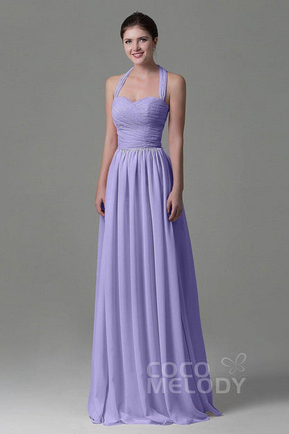 A-Line Floor Length Lace/Chiffon Bridesmaid Dress COZK16006
