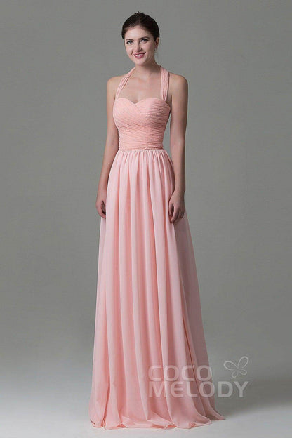 A-Line Floor Length Lace/Chiffon Bridesmaid Dress COZK16006