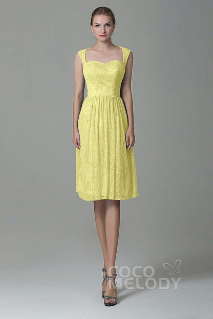 Sheath-Column Knee Length Lace Bridesmaid Dress COZK16007