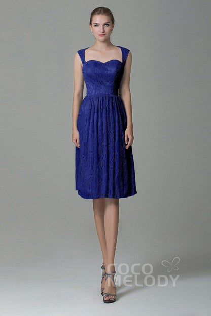 Sheath-Column Knee Length Lace Bridesmaid Dress COZK16007