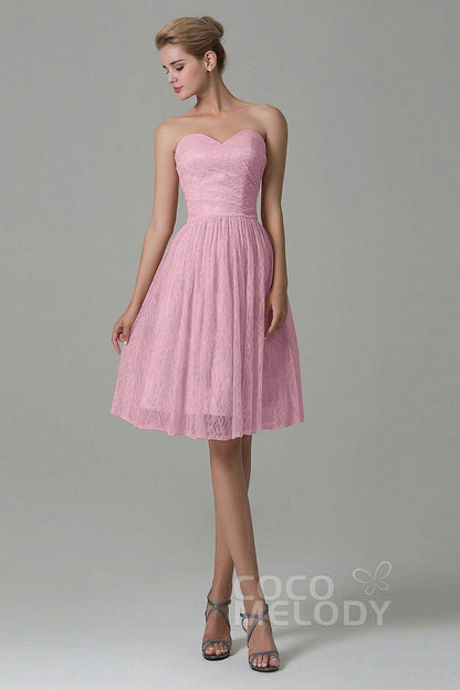 A-Line Knee Length Lace Bridesmaid Dress COZK16008