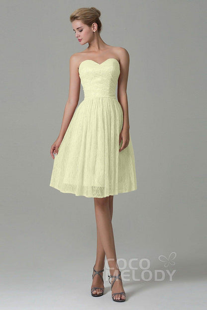 A-Line Knee Length Lace Bridesmaid Dress COZK16008