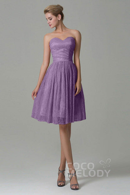A-Line Knee Length Lace Bridesmaid Dress COZK16008