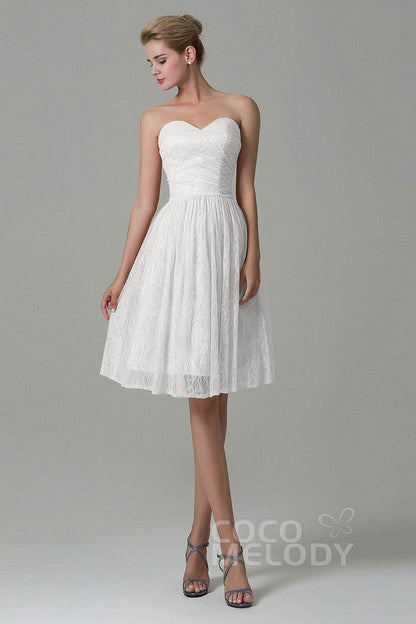 A-Line Knee Length Lace Bridesmaid Dress COZK16008