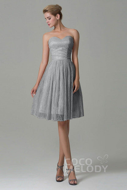 A-Line Knee Length Lace Bridesmaid Dress COZK16008
