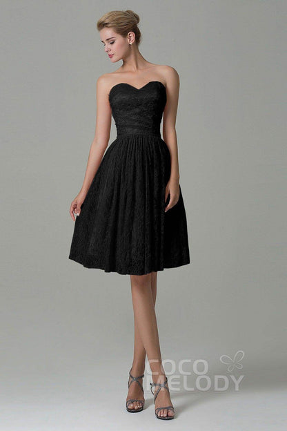 A-Line Knee Length Lace Bridesmaid Dress COZK16008