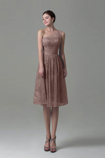 A-Line Knee Length Lace Bridesmaid Dress COZK16009