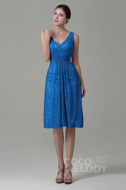 Sheath-Column Knee Length Lace Bridesmaid Dress COZK16010