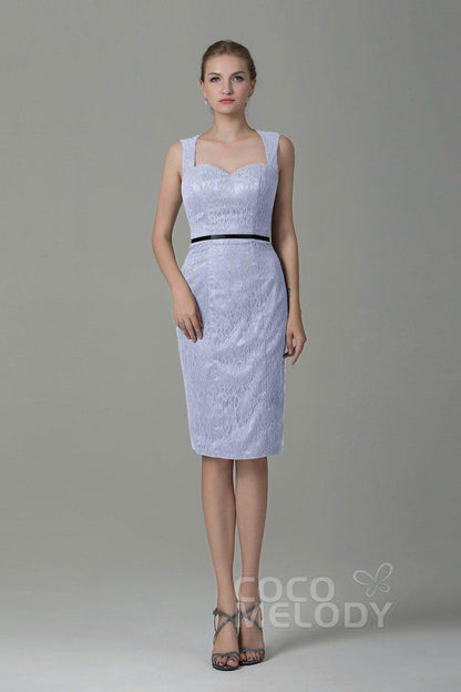 Sheath-Column Knee Length Lace Bridesmaid Dress COZK16011