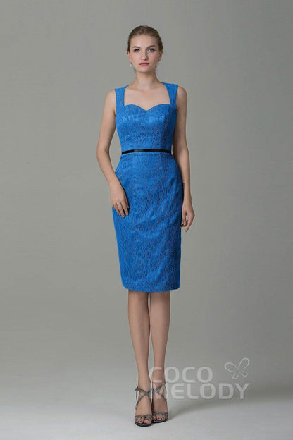 Sheath-Column Knee Length Lace Bridesmaid Dress COZK16011