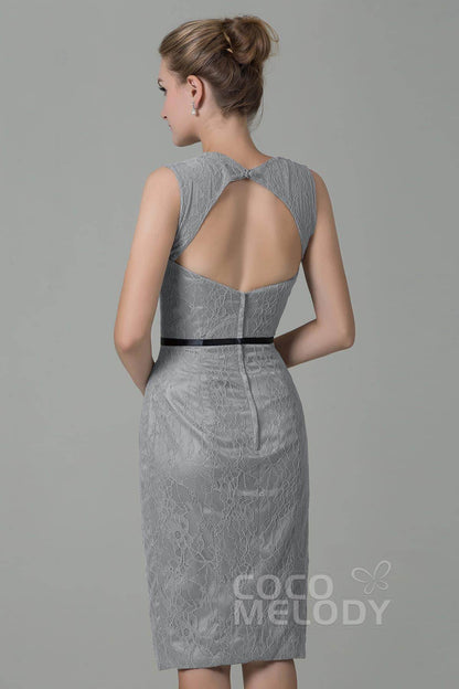 Sheath-Column Knee Length Lace Bridesmaid Dress COZK16011