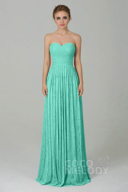 Sheath-Column Floor Length Lace Bridesmaid Dress COZK16013