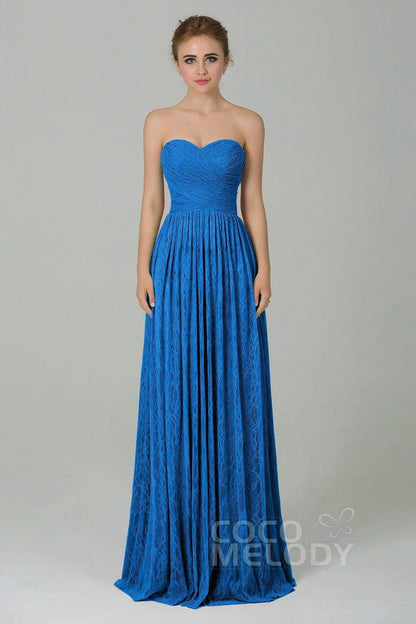 Sheath-Column Floor Length Lace Bridesmaid Dress COZK16013