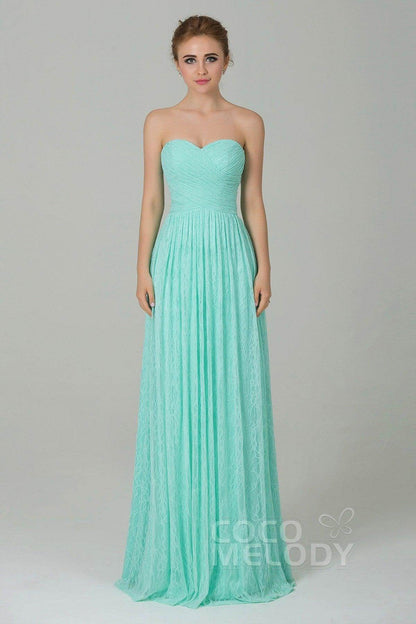 Sheath-Column Floor Length Lace Bridesmaid Dress COZK16013