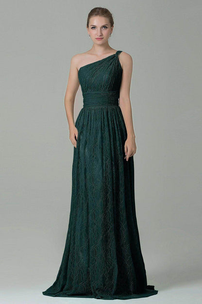 Sheath-Column Floor Length Lace Bridesmaid Dress COZK16014