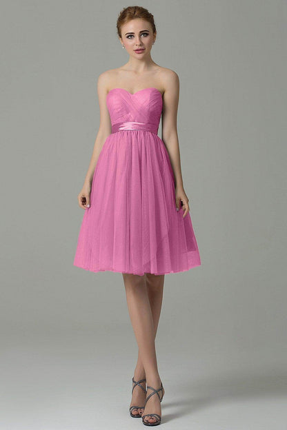 A-Line Knee Length Tulle Bridesmaid Dress COZM15016