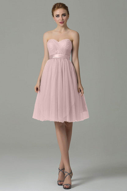 A-Line Knee Length Tulle Bridesmaid Dress COZM15016