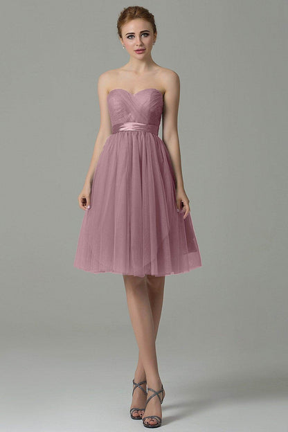 A-Line Knee Length Tulle Bridesmaid Dress COZM15016