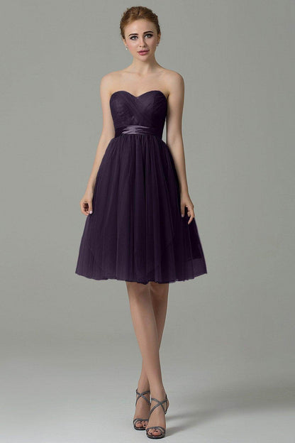 A-Line Knee Length Tulle Bridesmaid Dress COZM15016