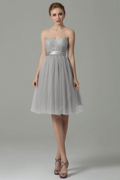 A-Line Knee Length Tulle Bridesmaid Dress COZM15016
