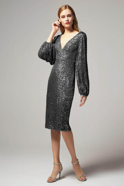 Sheath-Column Knee Length Sequined Dress CS0268