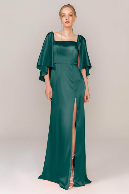 Sheath Sweep Train Luxe Satin Dress CS0320