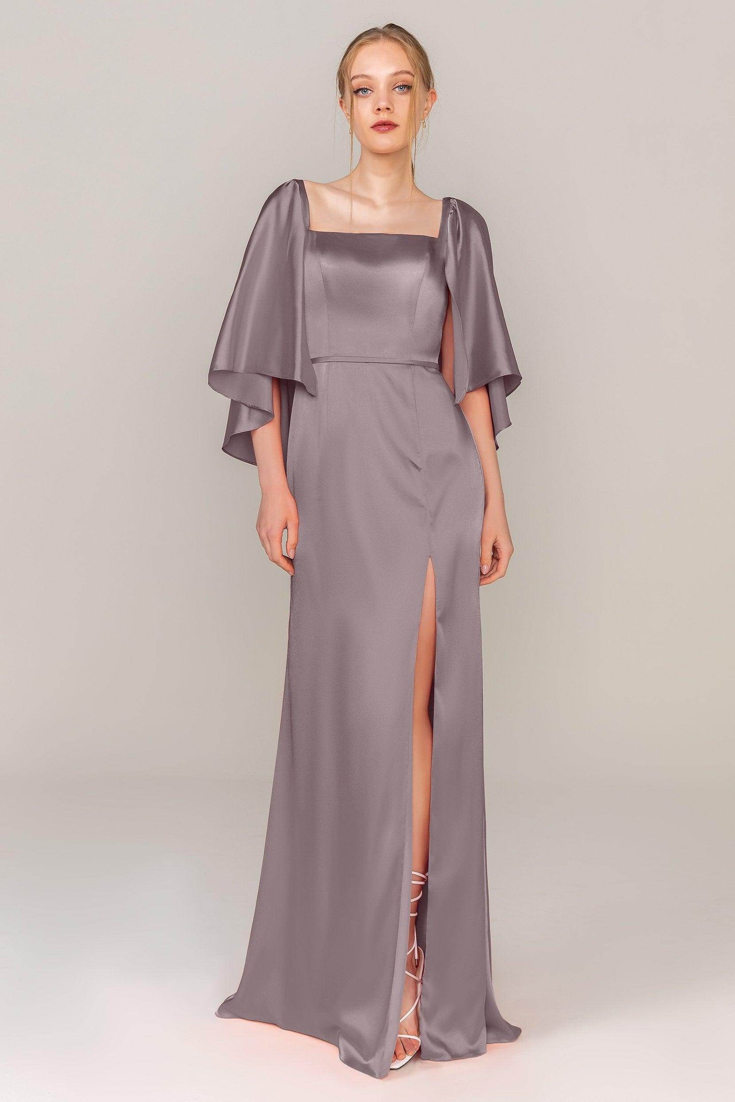 Sheath Sweep Train Luxe Satin Dress CS0320