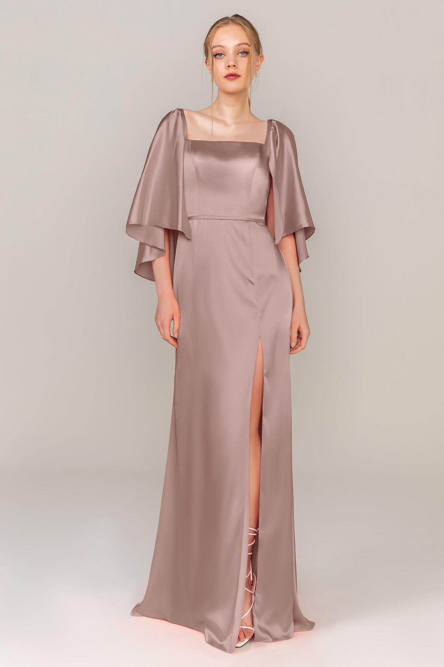Sheath Sweep Train Luxe Satin Dress CS0320