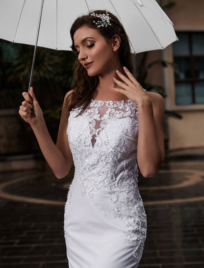 Customize Wedding Dress With Train Sleeveless Beaded Square Neck Bridal Gowns