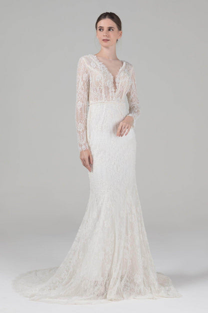 Mermaid Court Train Lace Wedding Dress CW2579