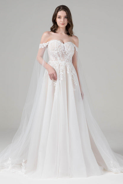 A-Line Court Train Tulle Lace Wedding Dress CW2584